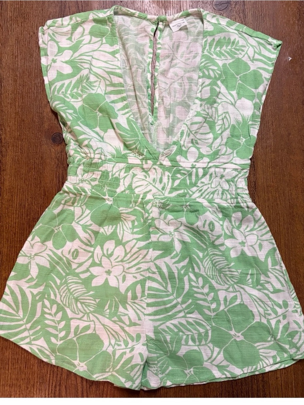 abercrombie kids Green & White Floral Romper